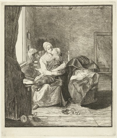 Mother with Sleeping Child by the Window by Louis Bernard Coclers