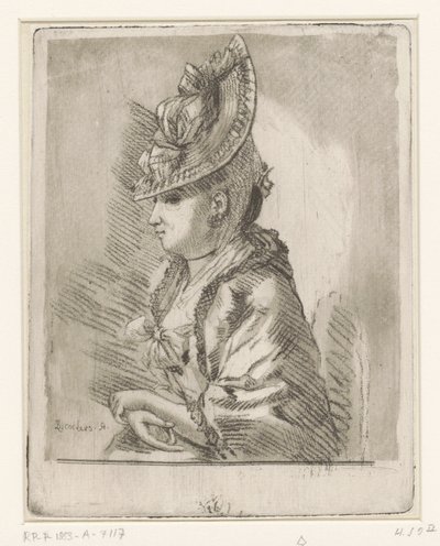 Portrait of a Young Lady with Hat in Profile to the Left by Louis Bernard Coclers