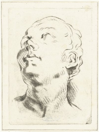 Study Sheet with a Head Looking Upwards by Louis Bernard Coclers