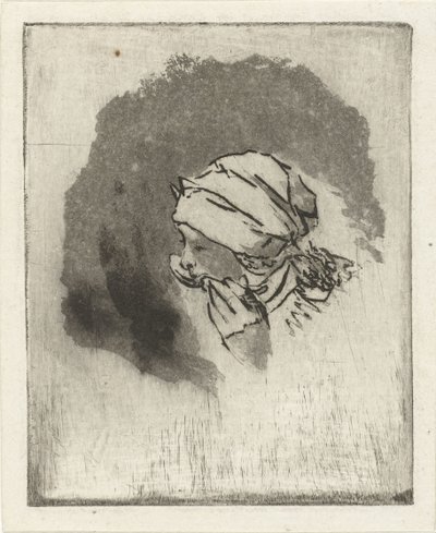 Study Sheet with the Head of a Girl Eating in Profile to the Left by Louis Bernard Coclers