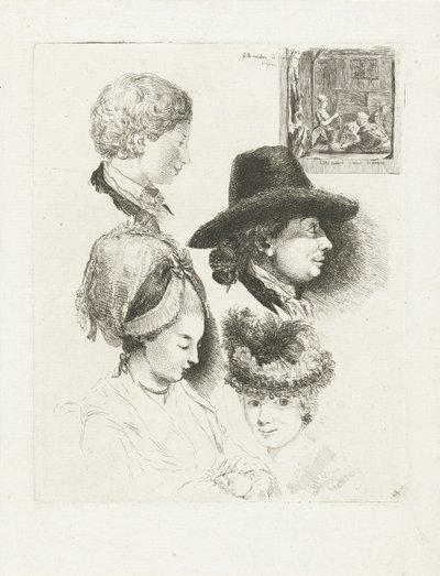Study Sheet with Portraits of Louis Bernard Coclers and His Family by Louis Bernard Coclers