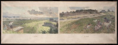 Sketch for the Bagnolet Town Hall: Two views of the surroundings of Bagnolet (north and south) by Louis Beroud