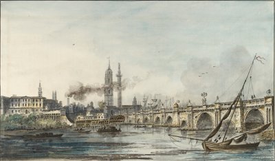 View across the Thames towards the Church of St Magnus and the Monument by Louis Bélanger