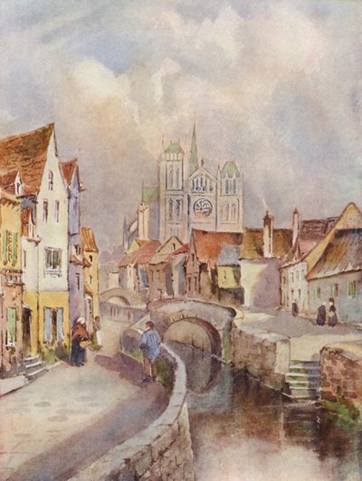 A View of Amiens, with the Cathedral in the distance by Louis Burleigh Bruhl