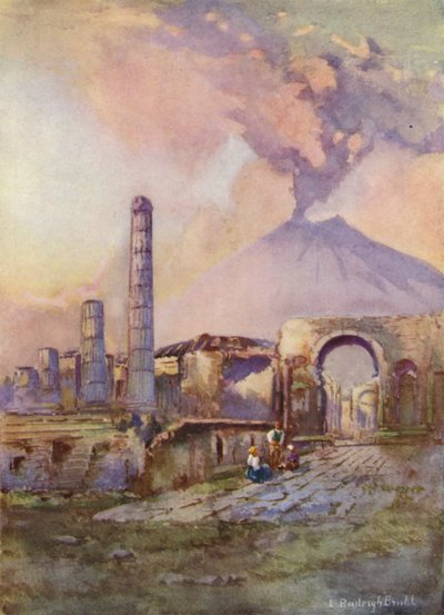 Pompeii, Vesuvius in the distance by Louis Burleigh Bruhl