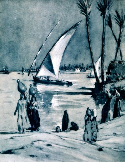 Carrying water from the Nile, Cairo, Egypt, 1928 by Louis Cabanes