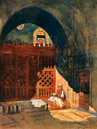 Reading the Koran in a Mosque, Cairo, Egypt, 1928 by Louis Cabanes