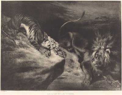 The Lion and the Tiger by Louis Candide Boulanger after Eugène Delacroix