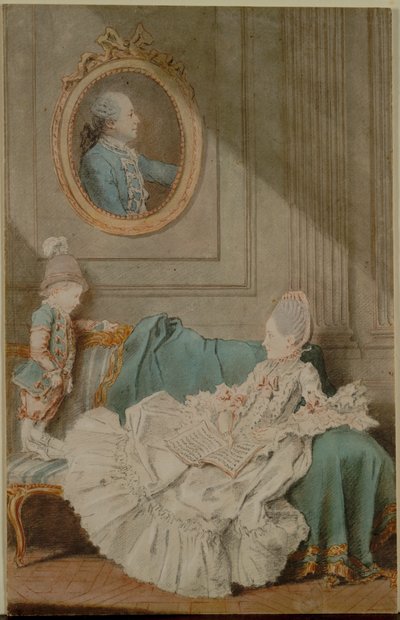 Madame Millin du Perreux and Her Son, with a Painted Portrait of Monsieur Jérôme-Robert Millin du Perreux by Louis Carmontelle
