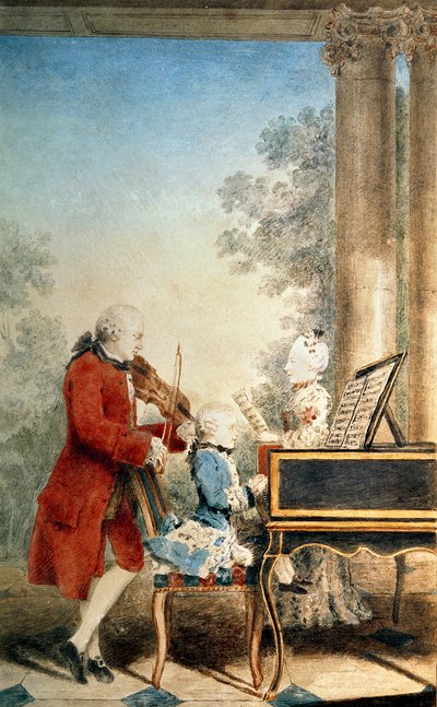 Leopold Mozart and His Two Children, Wolfgang Amadeus and Maria-Anna, Known as Nannerl by Louis Carrogis Carmontelle