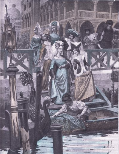 Green geese, illustration from Decameron of Boccaccio by Louis Chalon