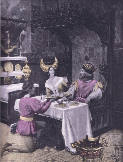 The dinner of hens (illustration from Decameron of Boccaccio) by Louis Chalon