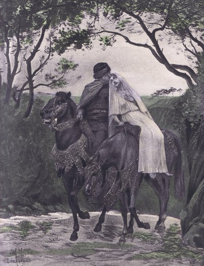 The fugitives, illustration from Decameron of Boccaccio published by Navarre Society 1930