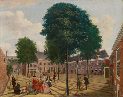 The Large Courtyard of the Lepers Home by Louis Chalon