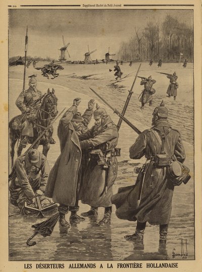 German Army deserters being apprehended at the Dutch border, World War I by Louis Charles (after) Bombled