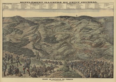 Panoramic view of the battlefield of Verdun, France, World War I by Louis Charles (after) Bombled