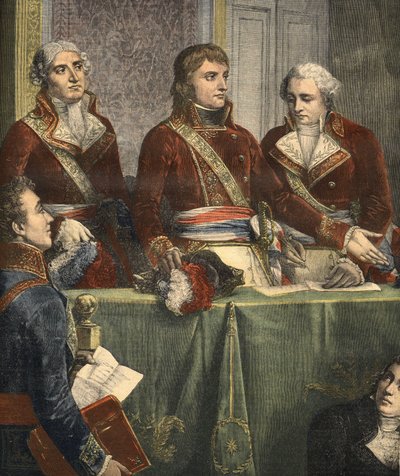 Installation of the Council of State at the Palais du Petit Luxembourg on 25 December 1799 (engraving). by Louis Charles Auguste Couder