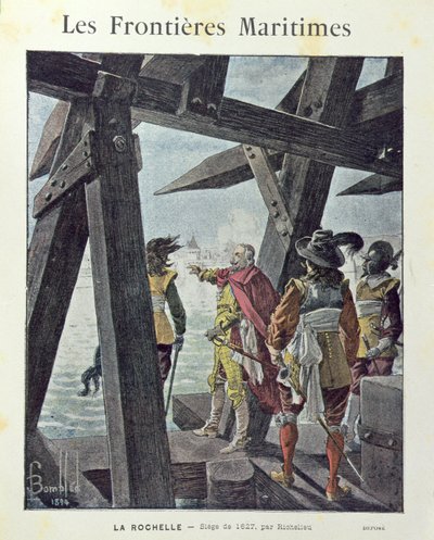 Armand-Jean du Plessis, Cardinal de Richelieu (1585-1642) at the Siege of La Rochelle in 1627, Cover of School Exercise Book c. 1894 by Louis Charles Bombled
