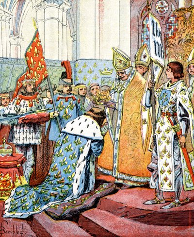 Coronation of French King Charles VII in Presence of Joan of Arc on July 17 by Louis Charles Bombled