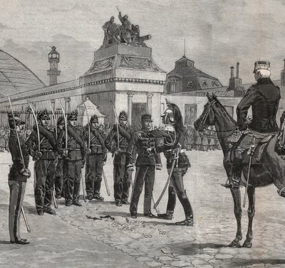 Degradation of Alfred Dreyfus - Dreyfus case: The degradation of Alfred Dreyfus in the courtyard of the Ecole Militaire Paris, 5 January 1895. Engraving in 
