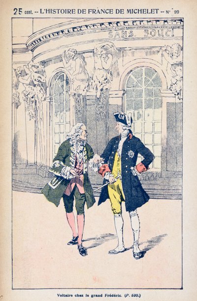 Francois Voltaire with King Frederick II of Prussia at Sanssouci near Potsdam, from 