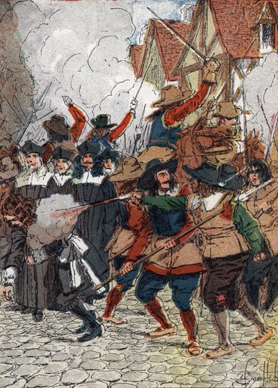 Fronde (1648-1653): On the Day of the Straws on 4/07/1652, the Town Hall was Burned and About Thirty Notables, Who Became in Favor of King Louis XIV Because They Wished to End the Siege of Paris, Were Massacred by Soldiers Disguised as Workers by Louis Charles Bombled