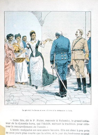 General Duchesne and his officers at the ceremony of the bath of Queen Ranavalona III, from 