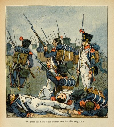 Illustration from the book The Memorial of Saint Helene by Count Emmanuel de Las Cases: Grognards at the Battle of Wagram by Louis Charles Bombled