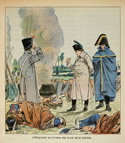 Illustration from the book The Memorial of Saint Helene by Count Emmanuel de Las Cases: Napoleon during a bivouac eats the bread of soldiers by Louis Charles Bombled
