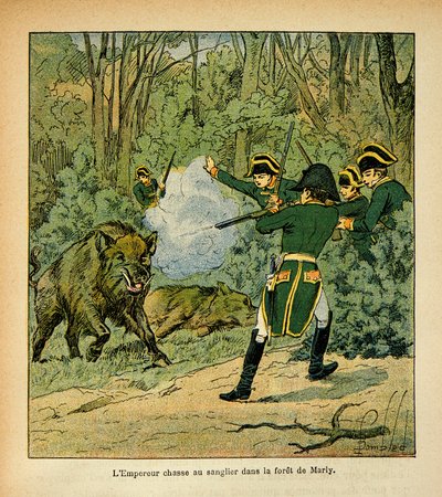 The Emperor Napoleon hunts the boar in the forest of Marly by Louis Charles Bombled