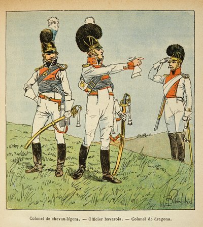 Bavarian Military: Colonel of Light Horses; Bavarian Officer; Colonel of Dragons by Louis Charles Bombled