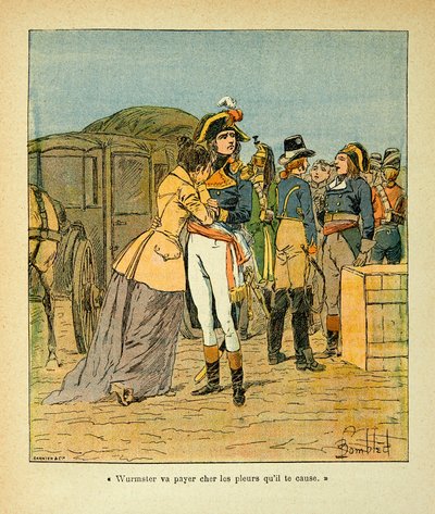 Bonaparte comforts Josephine after the attack on his car during the Italian campaign by Louis Charles Bombled