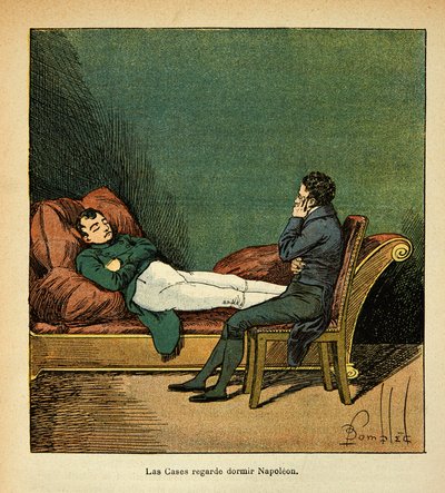 Las Cases looks at Napoleon sleeping by Louis Charles Bombled