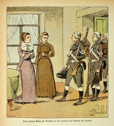 The Young Daughters of Verdun and the Soldiers of the Army of Conde by Louis Charles Bombled