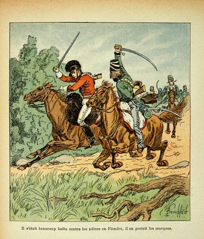 Combat Between French and English Horsemen by Louis Charles Bombled