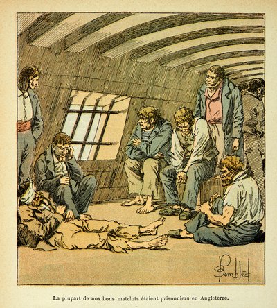 French prisoners on the English pontoons by Louis Charles Bombled