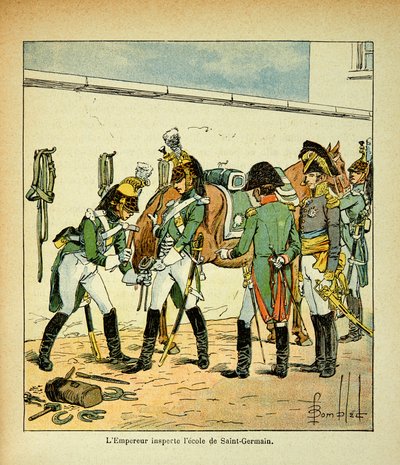 Emperor Napoleon Inspects the School of Saint Germain by Louis Charles Bombled
