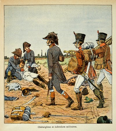Illustration from the book The Memorial of Saint Helene by Count Emmanuel de Las Cases: Portrait of military surgeons and nurses of the Great Army by Louis Charles Bombled