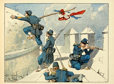 Illustration taken from the book The Heroes of the Century, anecdotal recits by Dick de Lonlay and illustrated by Louis Bombled by Louis Charles Bombled