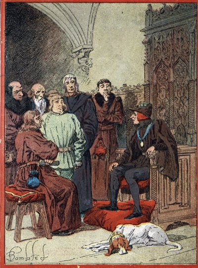 King Louis XII of France (1462-1515) receiving the bourgeois of Paris in the parloir aux bourgeois, first city hall of Paris on 26/11/1514 (King of France Louis XII receives in the Parlour of Burgesses, first city hall of Paris the representatives of the b by Louis Charles Bombled
