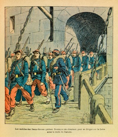 Les mobiles des Deux Sevres leave Besancon singing to head towards the Loire with the rest of the army (October 1870) by Louis Charles Bombled