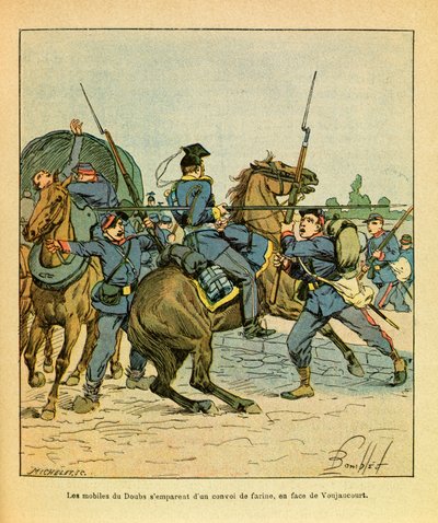 Les mobiles du Doubs seizes a convoy of flour in front of Voujeaucourt on 23 November 1870 (The Eastern Armee) by Louis Charles Bombled