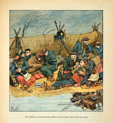 French soldiers during the retreat in the middle of winter 1870 (L