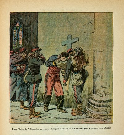 In the Church of Villiers, French Prisoners Dying of Thirst Share the Contents of a Benitier by Louis Charles Bombled