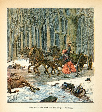 Young Zouave Bringing Back to Him a Piece of Canon to His Regiment by Louis Charles Bombled