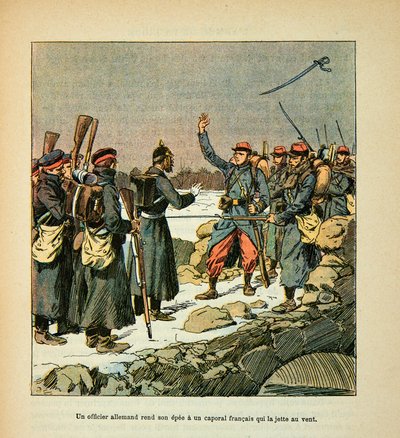 The Army of the Loire: A German Officer Gives His Sword to a French Corporal Who Throws It to the Wind by Louis Charles Bombled