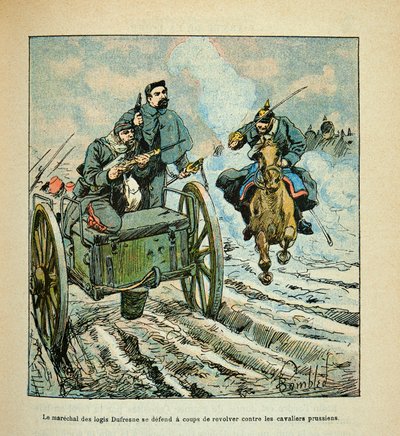 The Army of the Loire: The Marechal of the Dufresne Homes Defends Himself with Revolver Against the Prussian Horsemen During Retreat to Orleans by Louis Charles Bombled