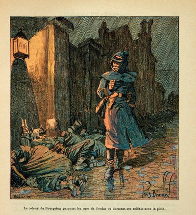 The Army of the Loire: Colonel De Bourgoing Travels the Streets of Cerdon or Sleeps His Soldiers in the Rain During the Retreat of the Army by Louis Charles Bombled