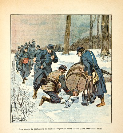 The Army of the Loire: The Soldiers of the Naval Infantry Fill Their Cans with a Barrel of Rum by Louis Charles Bombled
