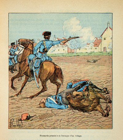 The Army of the Loire: Prussian Hussars Attacked a Village in October 1870 by Louis Charles Bombled